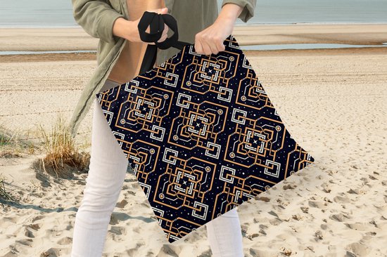 Sac bandoulière - Sac de plage - Motif Shopper - Ligne - Oranje - Années 1920 - 40x40 cm - Sac en coton