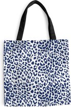 Sac bandoulière - Sac de plage - Shopper Imprimé panthère - Wit - Blauw - 45x45 cm - Sac en coton