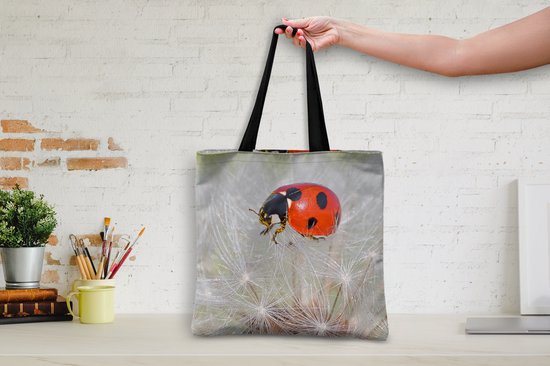 Sac bandoulière - Sac de plage - Shopper Coccinelle sur pissenlit - 45x45 cm - Sac coton