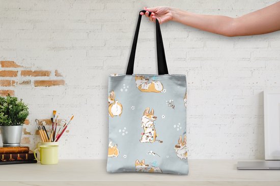 Sac Bandoulière - Sac De Plage - Motif Shopper - Chien - Corgi - 40x50 cm - Sac Coton