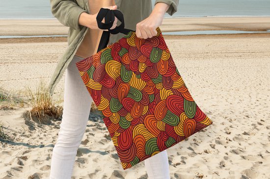 MuchoWow® Sac bandoulière - Sac de plage - Big Shopper - Sac shopping - Abstrait - Boho - Motifs - Automne - 40x50 cm - Sac en coton