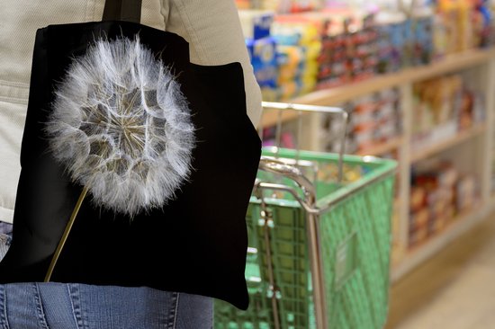 Sac bandoulière - Sac de plage - Shopper Macro - Pissenlit - Zwart - 45x45 cm - Sac coton