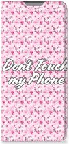 Hoesje Xiaomi 12 Pro Bookcase Flowers Pink Don't Touch My Phone