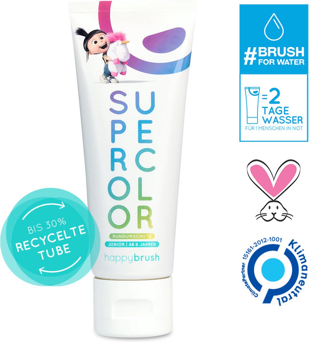 happybrush Super Color - Tandpasta voor gevoelige tanden - 75 ml - vanaf 6 jaar