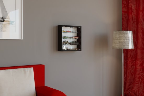 VCM – Vitrine Murale Collectionneur Mandosa L – Hêtre – 4 étagères En Verre – 80 X 40 X 10 Cm – Pour Objets Précieux