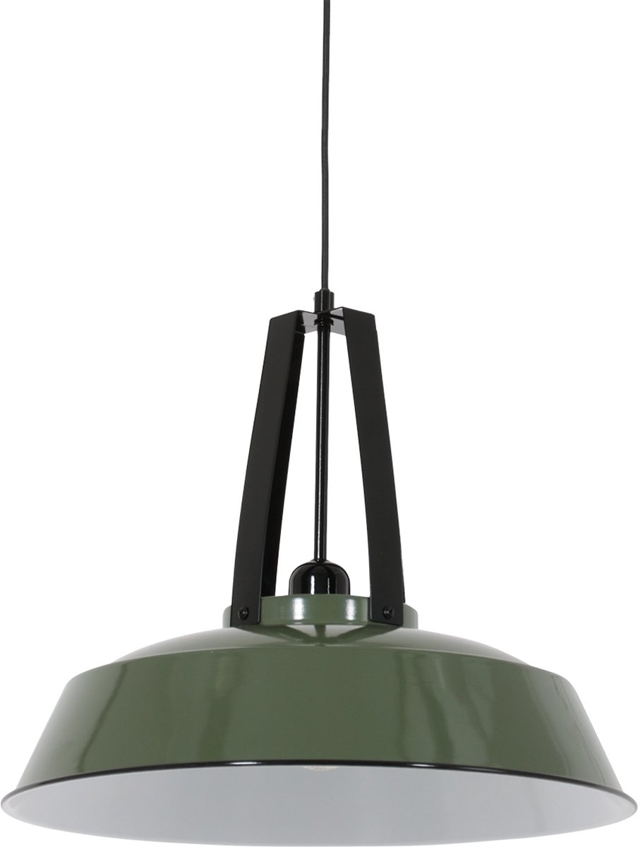Industriële hanglamp Eden | 1 lichts | groen | metaal / stof | in hoogte verstelbaar tot 200 cm | Ø 42 cm | eetkamer / eettafel lamp | modern design