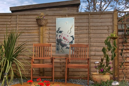 Affiche de jardin Pivoine avec papillon - peinture de Ohara Koson - 30x60 cm - Toile jardin