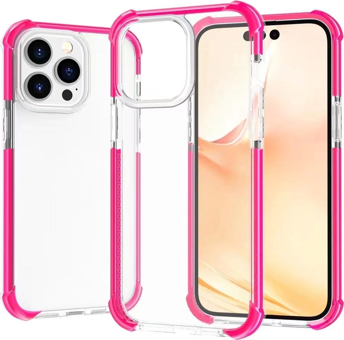 Mobigear Hoesje geschikt voor Apple iPhone 14 Pro Telefoonhoesje Hardcase | Mobigear Full Bumper Backcover Shockproof | Schokbestendig iPhone 14 Pro Telefoonhoesje | Anti Shock Proof - Magenta