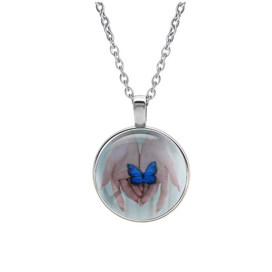 Ketting Glas - Handen Met Vlinder