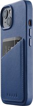 Mujjo - Full Leather Wallet iPhone 14 / 13 - blauw