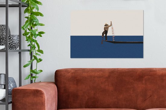 Toile - Abstrait - Bateau - Mer - Texte - Chapeau - Abstrait - 90x60 cm - Canvasdoek - Peinture sur toile