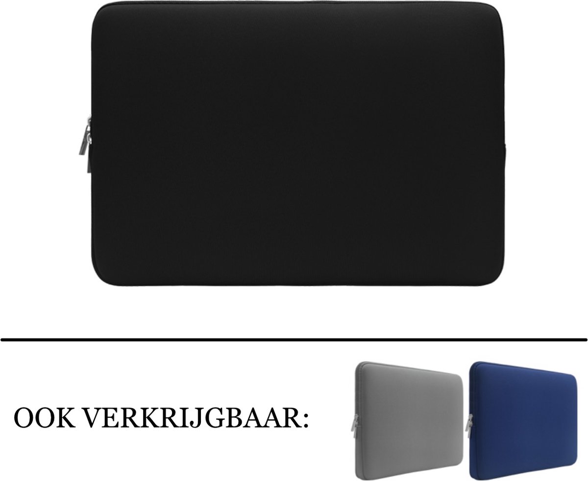 Laptophoes 13 inch zwart SoftTouch neopreen sleeve met ritssluiting voor MacBook en laptops 13 inch - Afbeelding 3