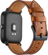Leer Smartwatch bandje - Geschikt voor Xiaomi Mi Watch Lite leren bandje - bruin - Strap-it Horlogeband / Polsband / Armband
