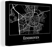Canvas Schilderij Plattegrond - Eindhoven - Kaart - Stadskaart - 80x60 cm - Wanddecoratie