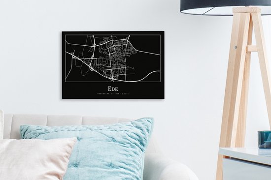 Peinture sur toile Ede - Plan de ville - Carte - Plan d'étage - 30x20 cm - Décoration murale