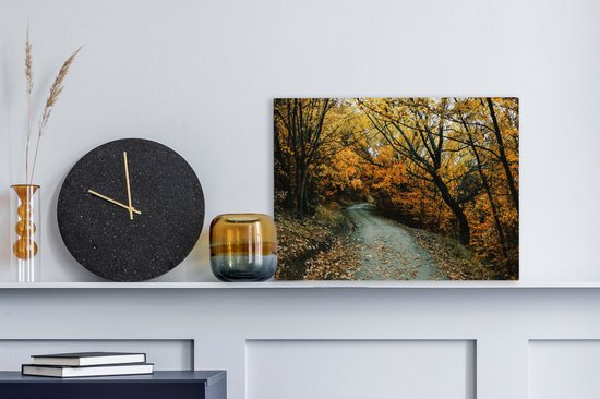 Toile Peinture Feuilles - Automne - Forêt - 40x30 cm - Décoration murale