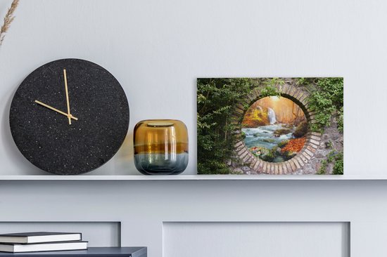 Tableau sur toile Automne - Cascade - Nature - Vue - 30x20 cm - Décoration murale