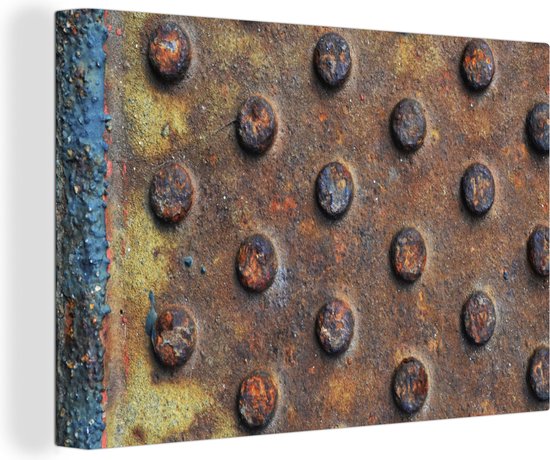 Peinture sur Toile Industrielle - Diamond Plate - Rouille - 140x90 cm - Décoration murale