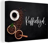Toile Peinture Coffee Time - Proverbes - Citations - Café - Cuisine - 160x120 cm - Décoration murale XXL