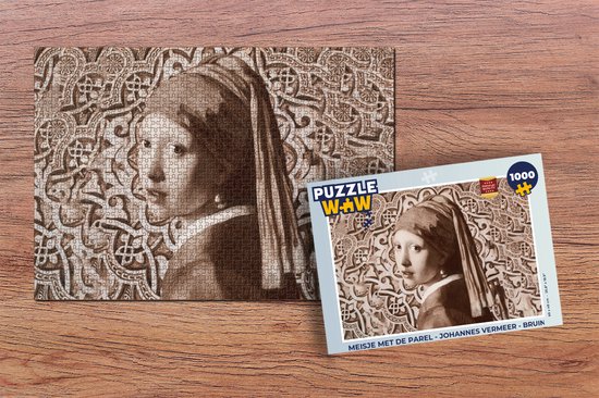 Puzzle Fille à la perle - Johannes Vermeer - Marron - Puzzle - Puzzle 1000  pièces adultes