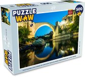 Puzzel Schitterende lucht boven de Stari Most brug en mooie weerspiegeling in het water - Legpuzzel - Puzzel 500 stukjes