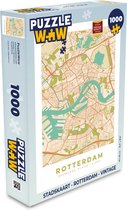 Puzzel Stadskaart - Rotterdam - Vintage - Legpuzzel - Puzzel 1000 stukjes volwassenen - Plattegrond