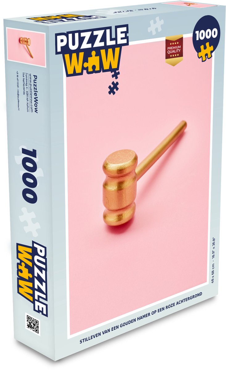 Puzzel Hamer - Goud - Roze - Legpuzzel - Puzzel 1000 stukjes volwassenen - PuzzleWow