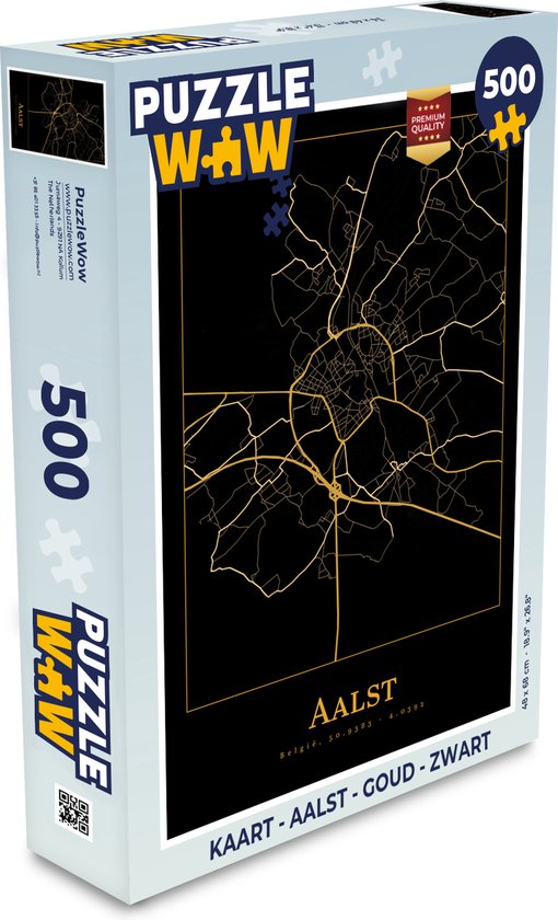 Puzzle Map - Alost - Or - Zwart - Puzzle - Puzzle 500 pièces