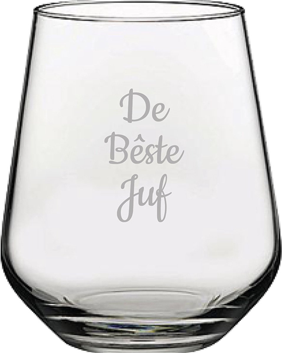 Gegraveerde Drinkglas 42,5cl De Bêste Juf