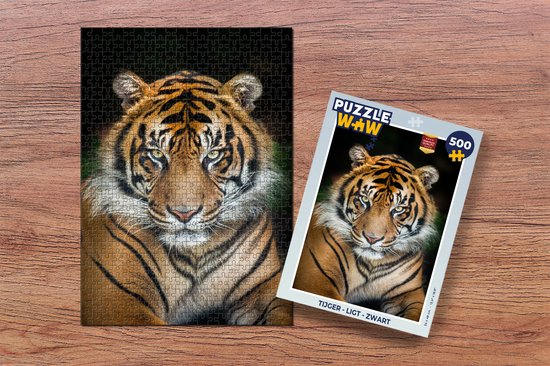 Puzzel Tijger - Ligt - Zwart - Legpuzzel - Puzzel 500 stukjes