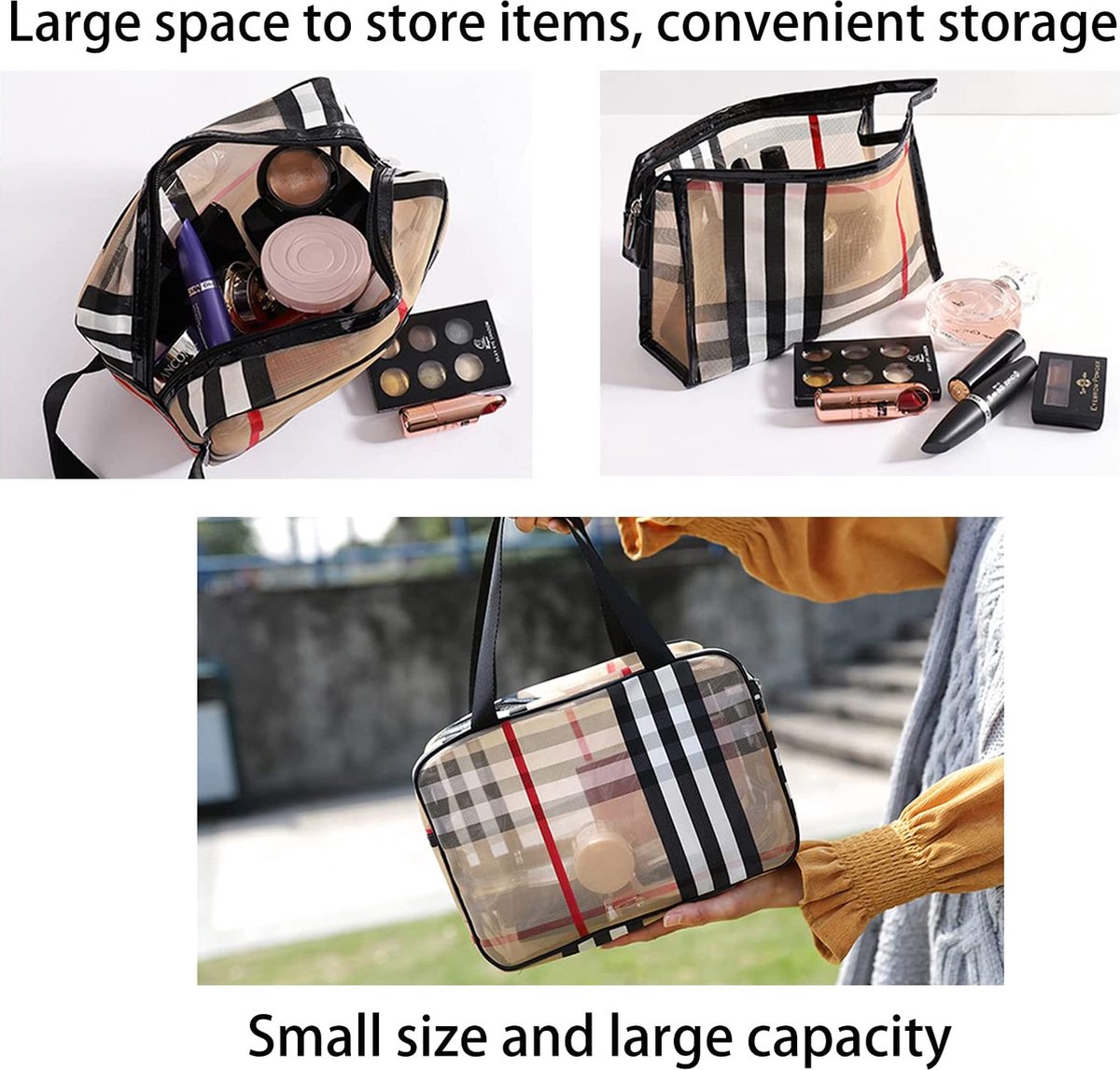 DESSANGE - Trousse De Toilette - Box Rectangulaire - Simili-Cuir Noir - Grand Capacité De Rangement - Trousse De Voyage - Résistant - Trousse Beauté