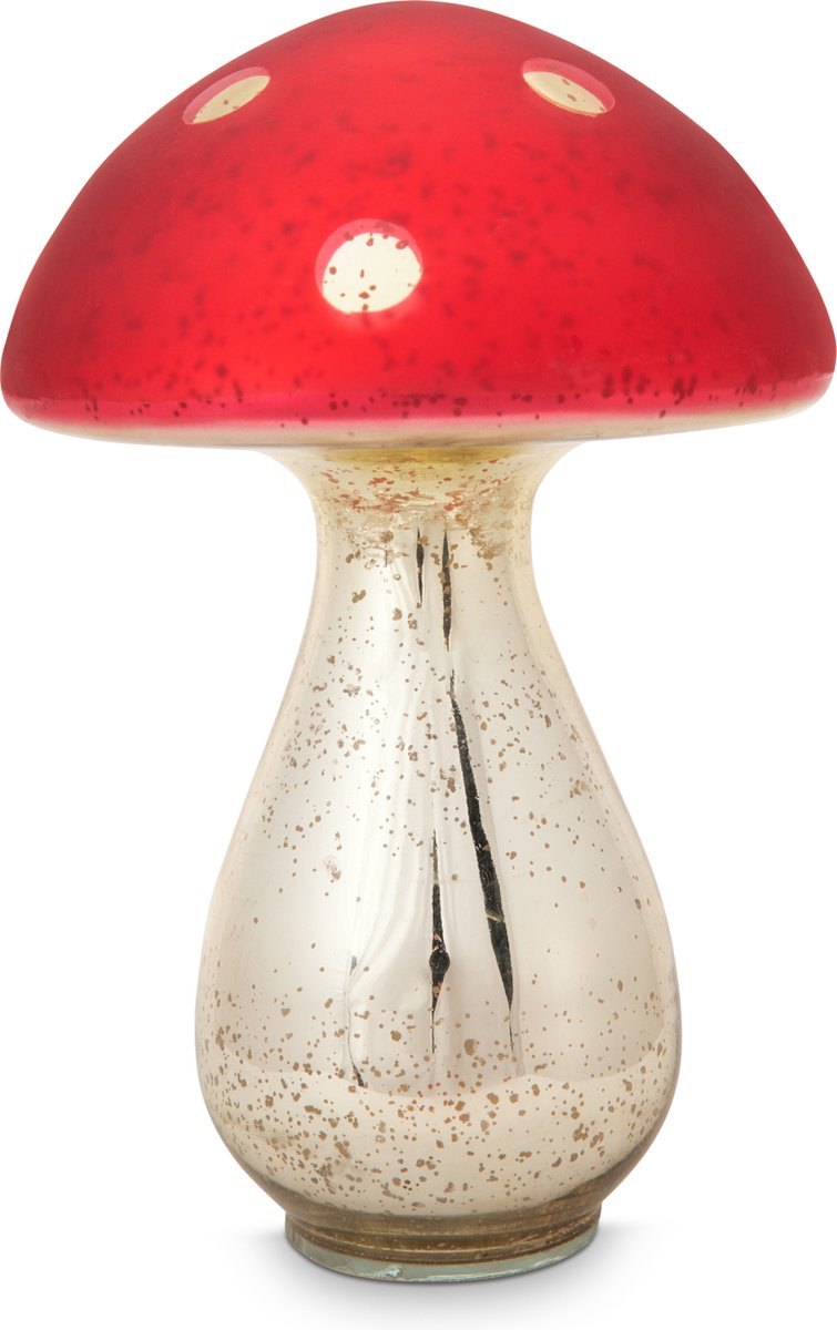 Pip Studio - Home Accessories - Decoratie Paddenstoel - Glas - Zilver/Rood - 24 cm