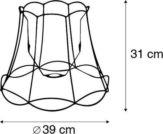 Cadre granny QAZQA - Abat-jour - Ø 390 mm - Zwart
