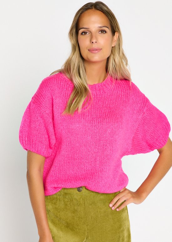 LolaLiza Gebreide trui met korte mouwen - Pink - Maat S | bol.com