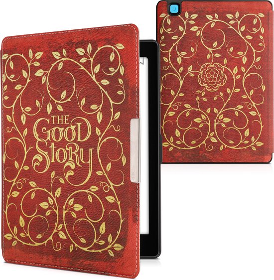 kwmobile hoes geschikt voor Kobo Aura ONE - Magnetische sluiting - E reader cover in geel / oranje / rood - Sprookjesboek design