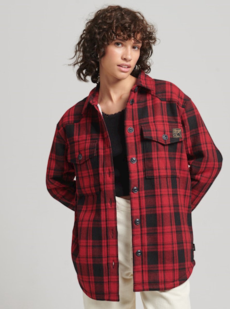Superdry Dames Geruit overhemd van flanel met borg Rood