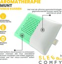 Lichtgroen visco kussen met perforaties en afneembare hoes. "Aromatherapie Munt Visco Kussen".