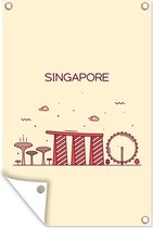Muurdecoratie Singapore - Skyline - Azië - 120x180 cm - Tuinposter - Tuindoek - Buitenposter