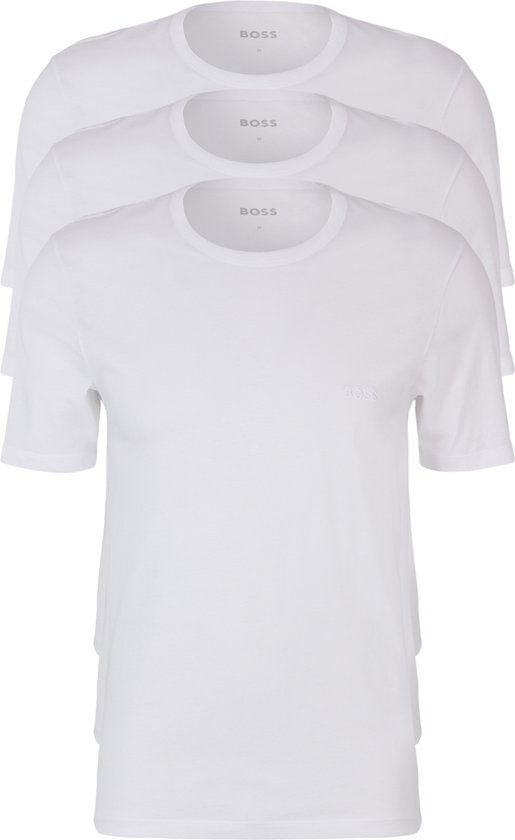 HUGO BOSS T-shirts Classic coupe régulière (pack de 3) - T-shirts hommes col rond - blanc - Taille : L