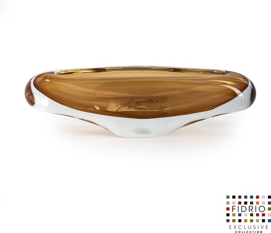 Design Vaas Amber - Fidrio MASSIVE - glas, mondgeblazen bloemenvaas - diameter 37 cm hoogte 12 cm