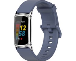 By Qubix - Compatible Fitbit bandje - Geschikt voor Fitbit Charge 5 - Fitbit Charge 6 Extra soft siliconen bandje - Blauw - Horlogeband - smartwatchbandje