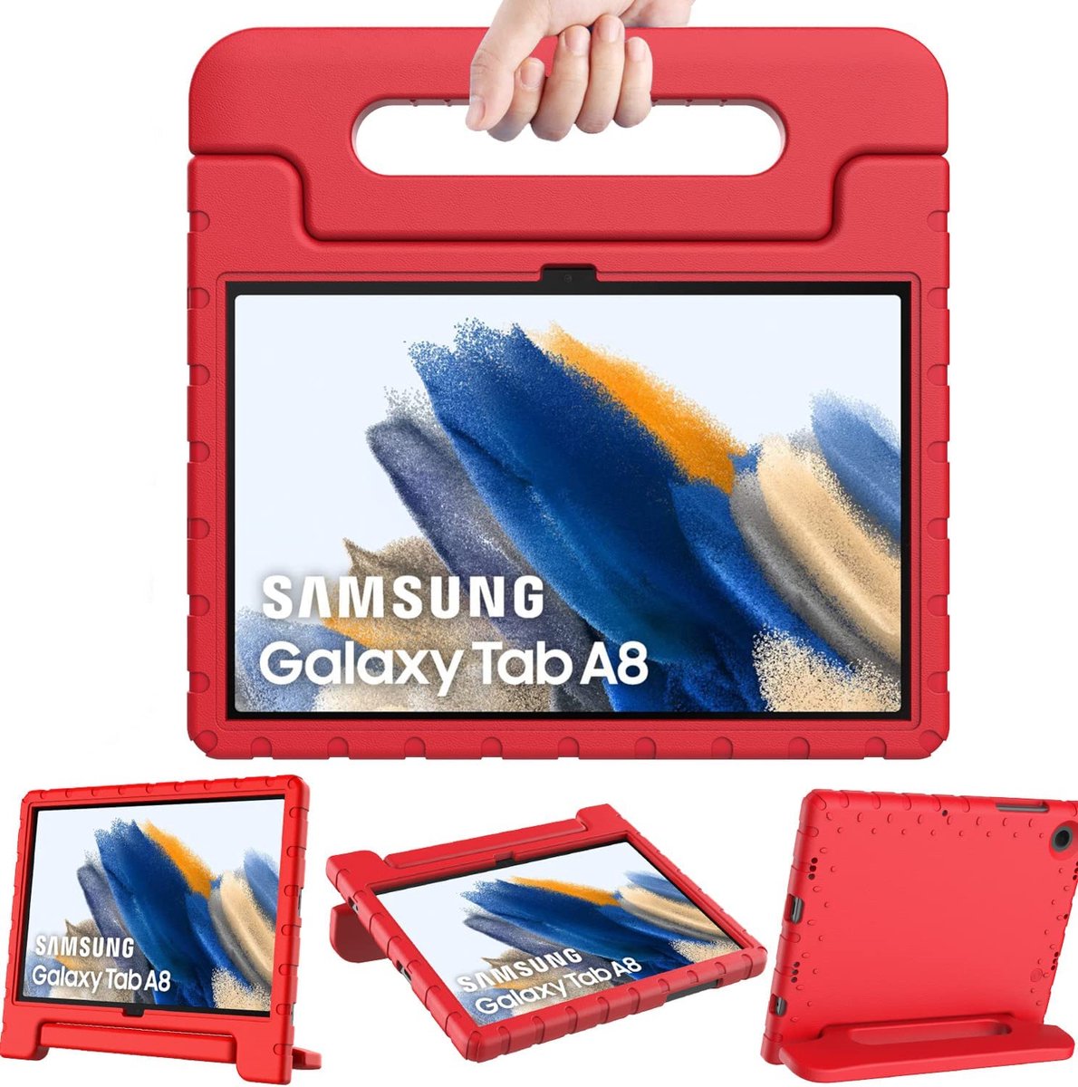 Tablet hoes voor Samsung Galaxy Tab A8 10.5 (2021) - Kinderhoes met handvat - Schokbestendige Kids cover - Rood