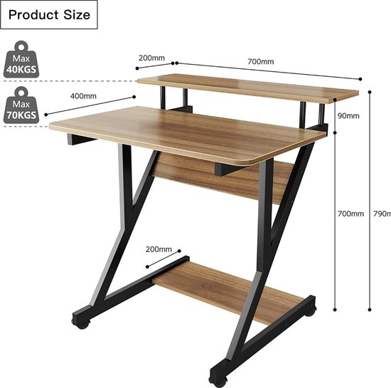 OHMG Side Table, Light, Laptop Bed Table, Computer Table with Wheels, Lockable, Height Adjustable, Bar Table, Mobile Computer Table, Foldable
