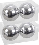 4x Grote kunststof kerstballen zilver glanzend 15 cm - Grote onbreekbare kerstballen