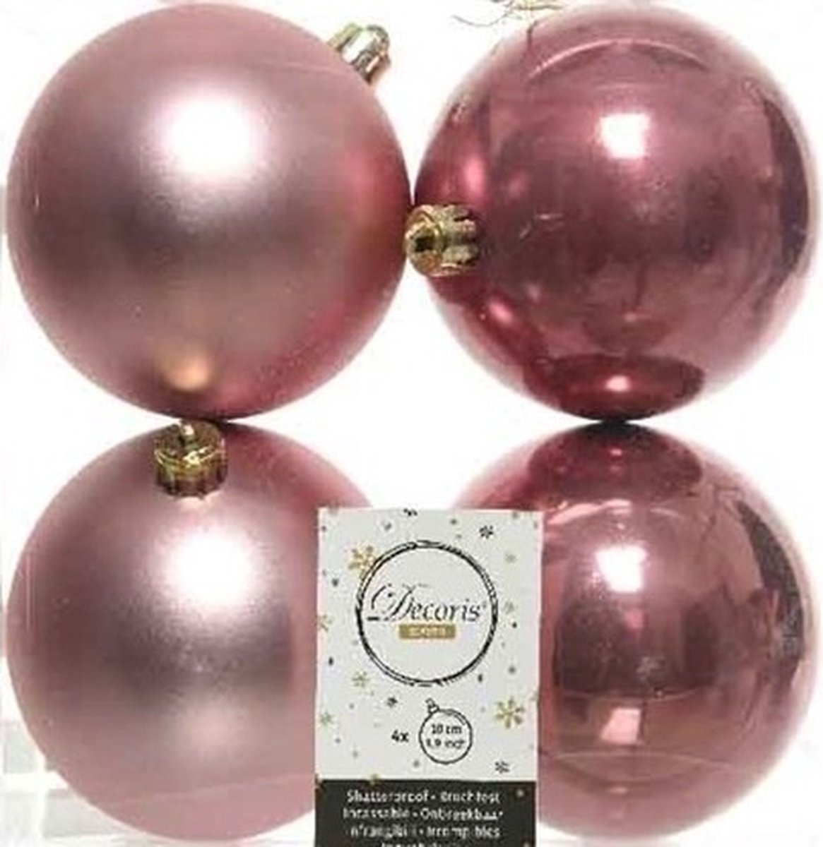 16x Oud roze kunststof kerstballen 10 cm Mat/glans Onbreekbare