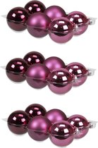 18x stuks kerstversiering kerstballen cherry roze (heather) van glas - 8 cm - mat/glans - Kerstboomversiering