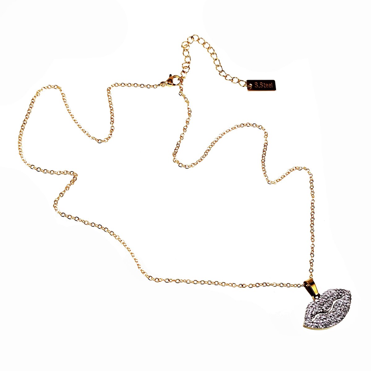 Sieraden Set - Lip Halsketting - Stalen Goud Kleur - Ketting met Hanger Dames