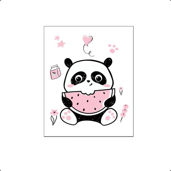 PosterDump - Panda roze - Baby / kinderkamer poster - Dieren poster