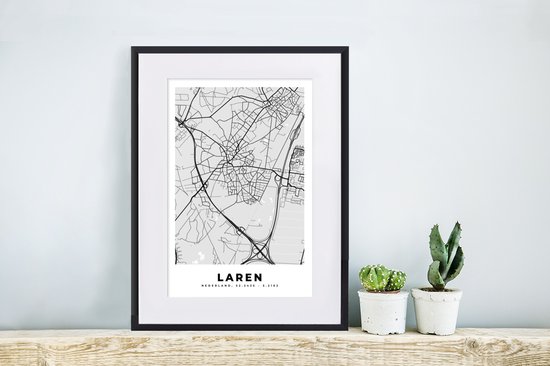 Cadre photo avec affiche - Carte - Carte - Laren - Plan de la ville - 30x40 cm - Cadre pour affiche