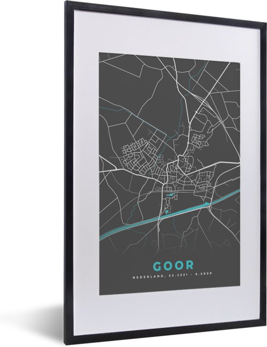 Fotolijst incl. Poster - Goor - Stadskaart - Kaart - Plattegrond - 40x60 cm - Posterlijst